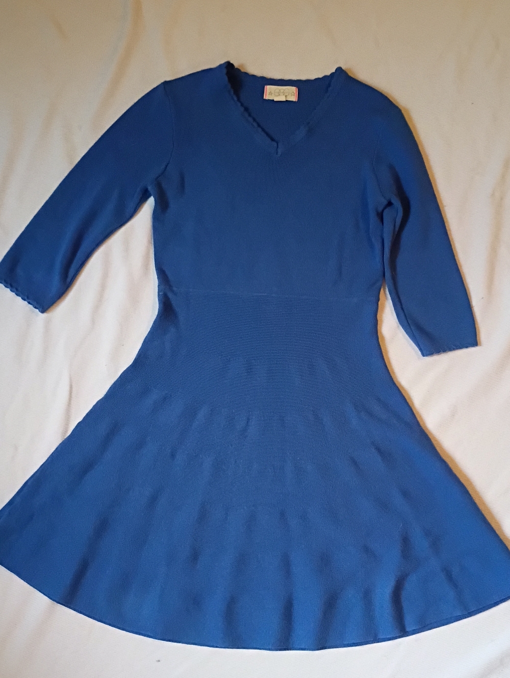 EGG New York Girls Blue V-Neck Knit Dress
